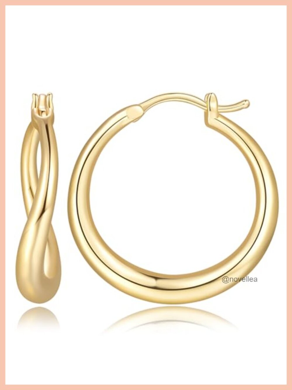 14K Gold Plated Twisted Hoop Earrings Small 25mm Women's